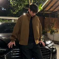 抖音得物美式潮休闲夹克春季立领纯色复古工装加厚棉服外套MF01，男装夹克，电商A443