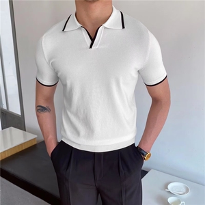 轻奢翻领polo衫男百搭修身微弹夏季透气时尚针织短袖TM114-P40图片
