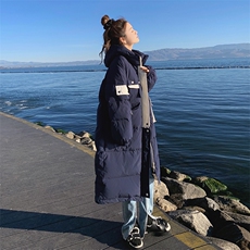 韩版宽松中长款羽绒服女2024冬季新款学院风宽松加厚白鸭绒外套潮，女装羽绒服，2C305
