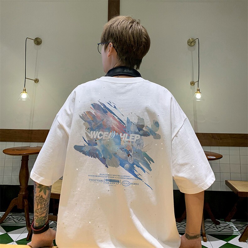 量大优供抖音视频支持得物配合二开美式满天星亮片短袖T恤MTX217,男装T恤,电商A486