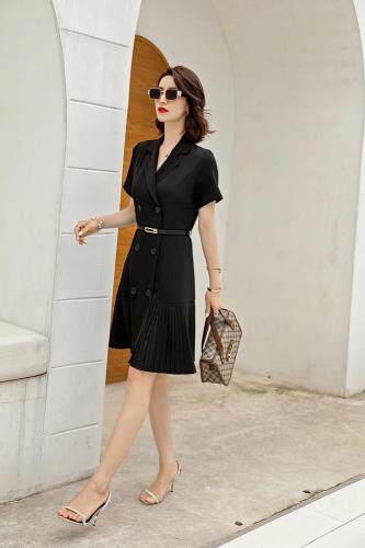 夏季新款西装v领连衣裙，女装西装，千禾木