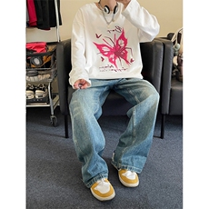 QY5229-TP25控价38秋季新品美式圆领长袖T恤蜘蛛发泡印花上衣男，男装T恤，电商A102-1