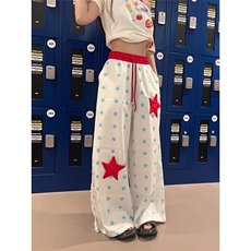 美式星星休闲裤女新款宽松显瘦百搭轻薄阔腿裤，男装休闲裤，星座506A