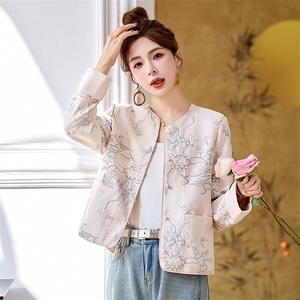 新中式刺绣外套女妈妈装2025年春季新款复古休闲气质优雅短款上衣图片