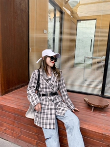 【21ss春一波】格纹通勤西服—（配腰带）XZJZ003图片