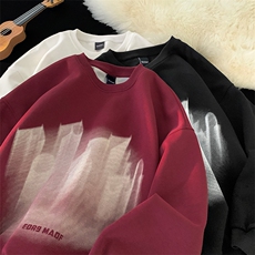 美式酒红圆领卫衣男女宽松秋冬情侣ins外套潮914-4-WY01p45控58，女装短外套，星座914-4