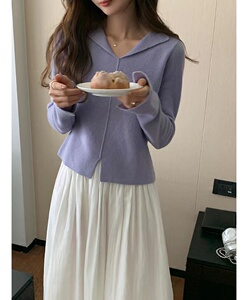 新款针织开衫女V领宽松显瘦长袖叠穿上衣图片