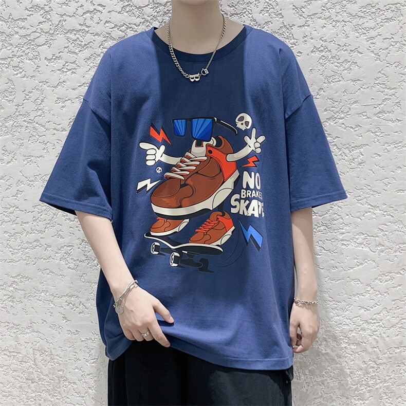 潮牌ins设计款嘻哈印花短袖T恤大码宽松男潮517A-1-T911-P28控38,男装T恤,星座517A-1