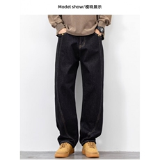 1506-1/K89201/P49轻澜黑色牛仔裤男直筒宽松休闲大码阔腿裤百搭，男装牛仔裤，星座1506-1