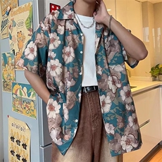 衬衫男韩版潮流印花高街帅2024夏季新款ins宽松痞子外套CY068-P27，男装衬衫，星座412