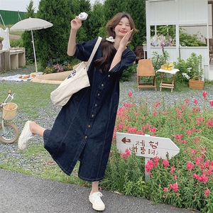 盐系气质时尚牛仔连衣裙女2025夏季新款韩版减龄宽松显瘦衬衫裙子图片