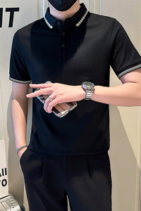 店主风社会小伙男士时尚刺绣POLO衫男短袖T恤301A-1/PL112/P55图片