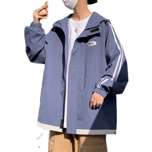JK6001/P60春装新款男生撞色连帽夹克男潮大码宽松外套上衣控78图片
