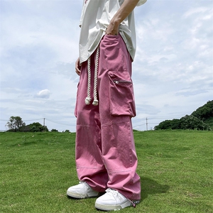 夏季多巴胺嘻哈工装裤男美式复古街头直筒阔腿休闲裤 K7230-P48图片