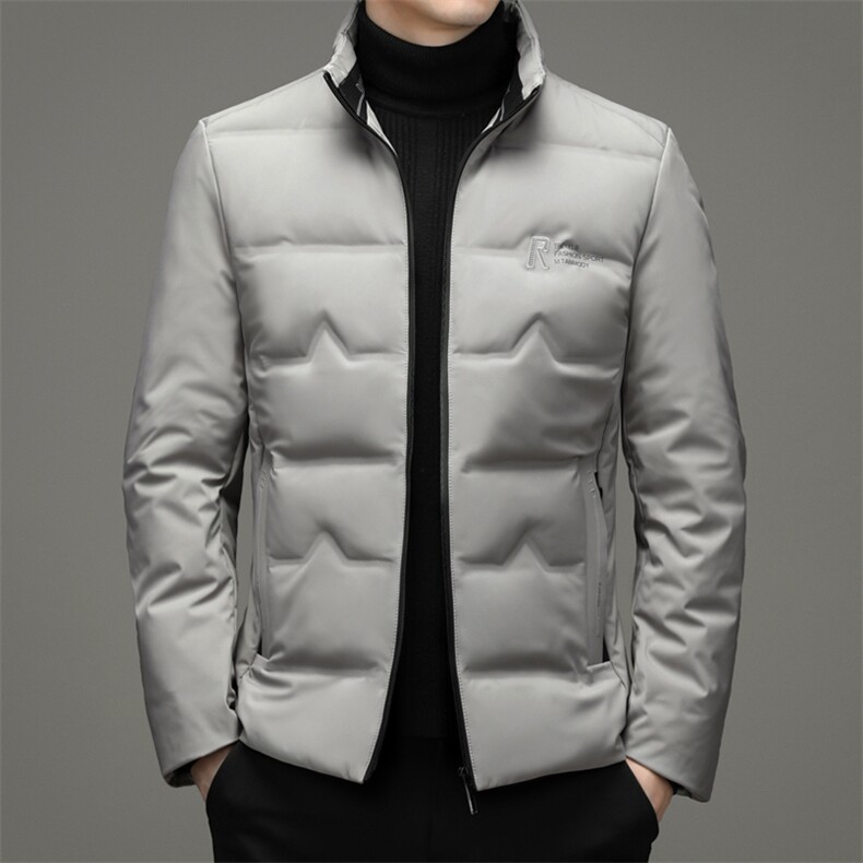 羽绒服男2023冬季中年男士立领商务休闲爸爸装纯色加厚保暖外套，男装羽绒服，电商B212（原钱塘6029）