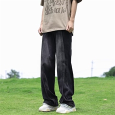 美式复古ins高级感拼接夏秋牛仔裤男宽松高街阔腿垂感K122-P48，男装牛仔裤，星座1109-3