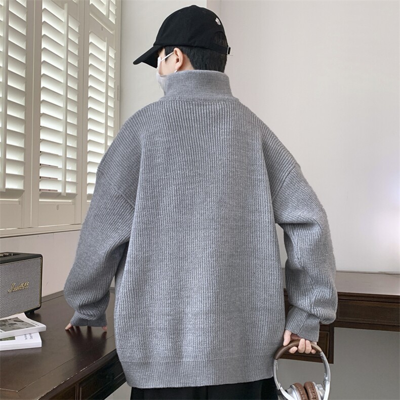 开衫双拉链毛衣男秋冬季潮牌设计感针织外套立领休闲情侣上衣,男装针织衫/毛衣,星座1107-1
