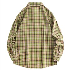 春季新款（跨境电商）格子男女情侣款潮流宽松格纹衬衣，男装衬衫，星座1107-1