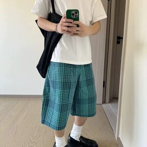 夏季宽松休闲居家格子五分裤薄款-DK89-网络图图片