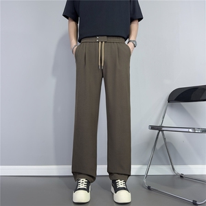 轻熟风夏季凉感男款裤子阔腿裤男裤男生休闲直筒长裤系绳西装裤男,男装西服套装,星座410-7