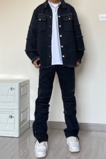 B221美式ins高街暗黑小众个性微喇牛仔裤LK23018-P65控88，男装牛仔裤，电商B221