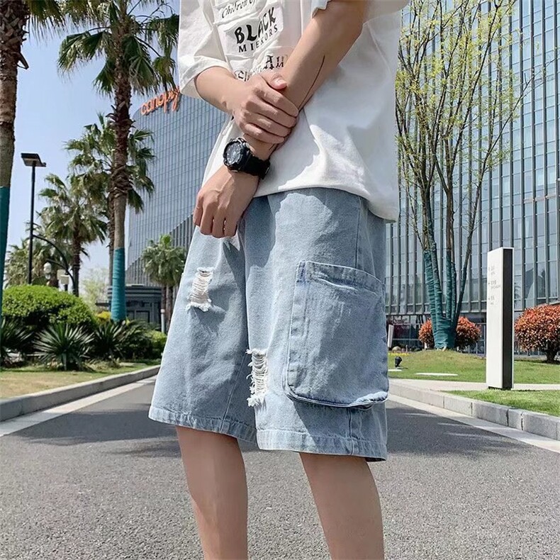 新款短裤男夏潮流破洞宽松百搭学生潮牌休闲牛仔五分裤DK153-p40,男装牛仔裤,星座1008-2