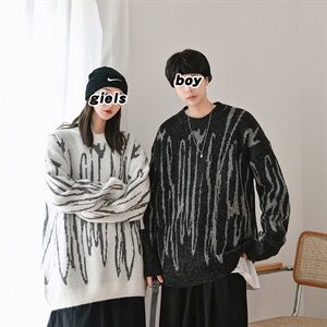 秋冬新款宽松韩版嘻哈针织衫慵懒风套头毛衣男女外穿HY12P60控78图片