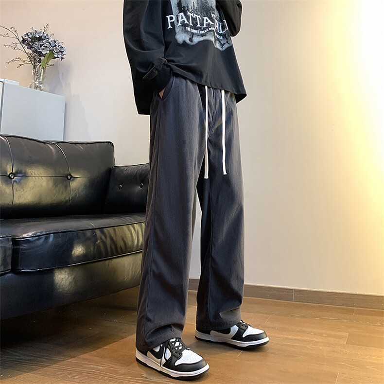 灯芯绒百搭休闲潮流宽松直筒运动裤KN69P40，女装休闲裤，电商D325