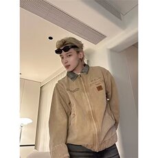 2603-P75复古短款垫肩工装外套男款痞帅高级感cleanfit拉链夹克，男装夹克，电商B323A