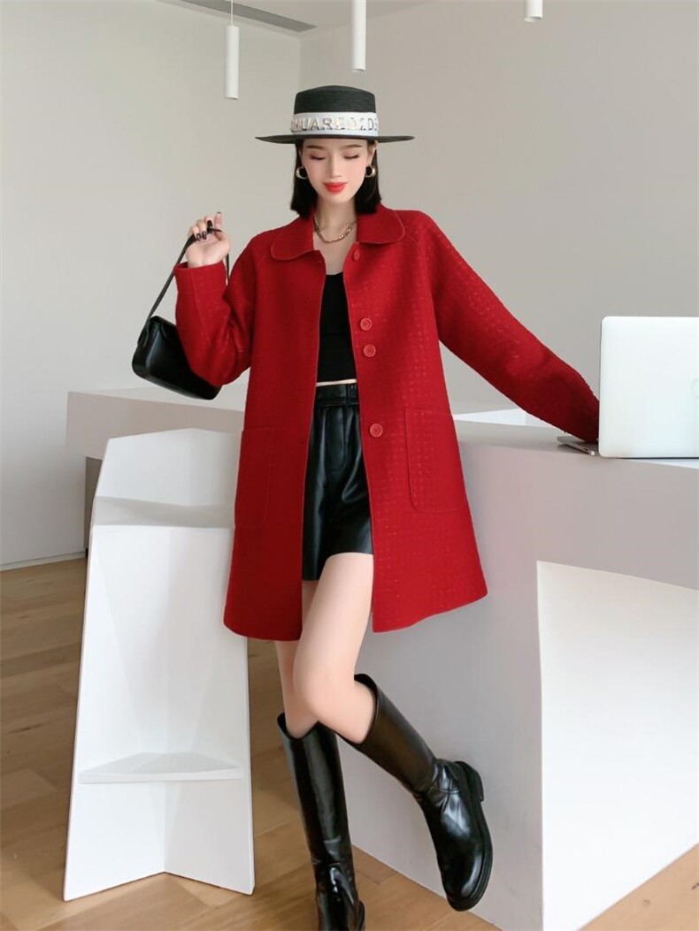 长款菠萝尼大衣，其它，千格万姿