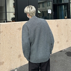 不规则纽扣设计感高领毛衣男韩系潮牌痞帅慵懒oversize针织衫上衣，男装针织衫/毛衣，星座1210-1