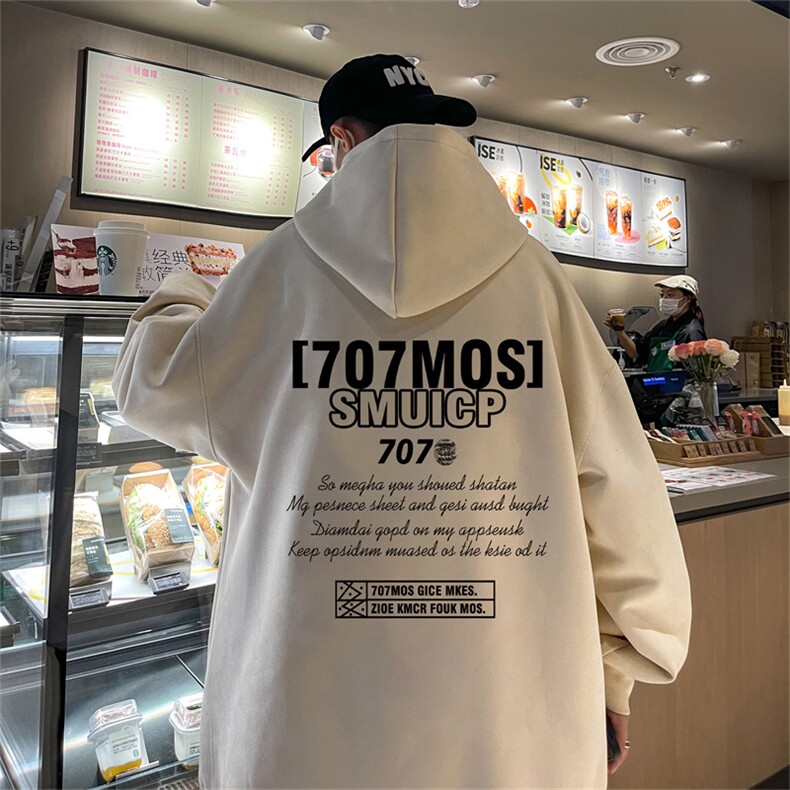 特P43控78秋季360G麂皮绒印花宽松休闲连帽卫衣JWY3265,男装卫衣,电商B370
