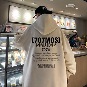 特P43控78秋季360G麂皮绒印花宽松休闲连帽卫衣JWY3265