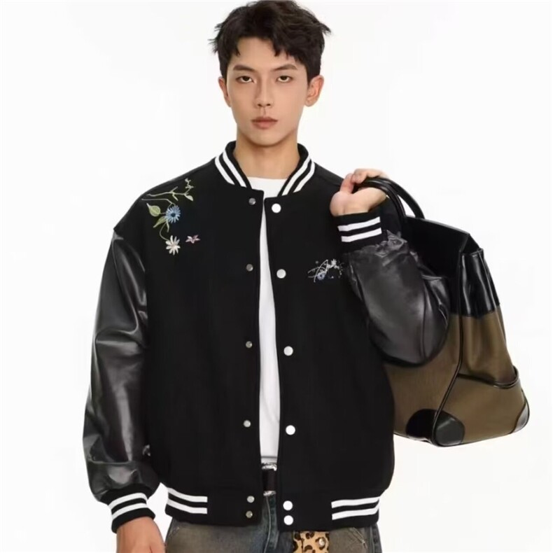 网图美式潮牌绣花棒球服夹克男2026秋季拼接宽松外套,男装夹克,星座410-6（原星座1304-1）
