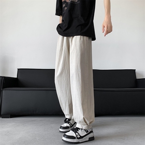 8XL-M特大码冰丝棉麻宽松休闲长裤男高端亚麻灯笼裤太极裤K982P58图片