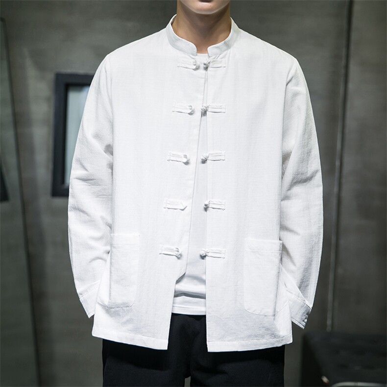 2025夏季风大码盘扣衬衫男棉麻长袖上衣A008/CS0661/P65,男装衬衫,电商A008