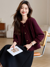 春秋季圆领流苏针织外套女短款春装2025新款外搭宽松休闲开衫上衣，商品下架区，韩然一族