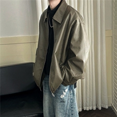 现货主推高质量皮衣外套男宽松皮夹克机车服A026P95加绒P105，男装夹克，电商A351
