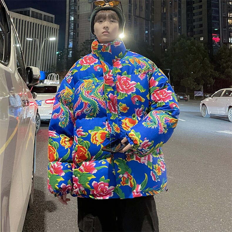 Y99男女休闲花衣服外套冬季保暖防寒面包衣服风大码汉服土潮,男装棉衣,星座115A(原星座507）
