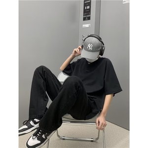 夏款男牛仔裤微喇叭直筒纯色百搭直筒长裤NK163 P30图片