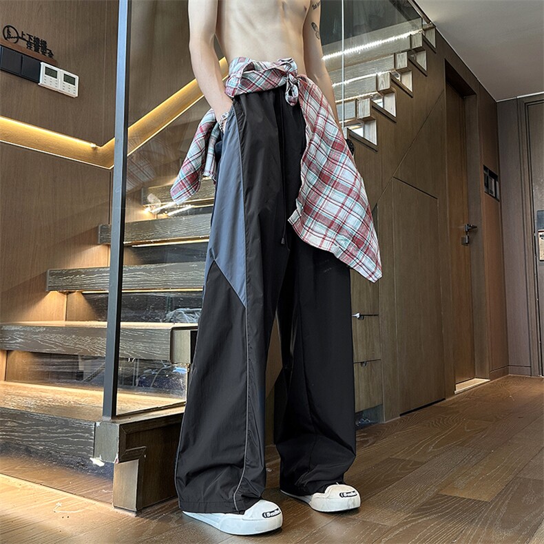 美式复古运动裤2026新款男夏季撞色机能户外宽松冰凉感潮K32P58，女装休闲裤，电商A335-1（原A458）