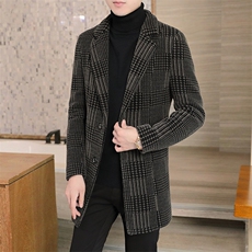 抖音直播高品质男士商务休闲毛呢大衣中长款风衣外套727P170，男装毛呢大衣，电商B226