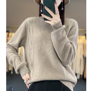 百搭半高领羊毛衫女秋冬新款加厚保暖毛衣宽松显瘦针织衫图片