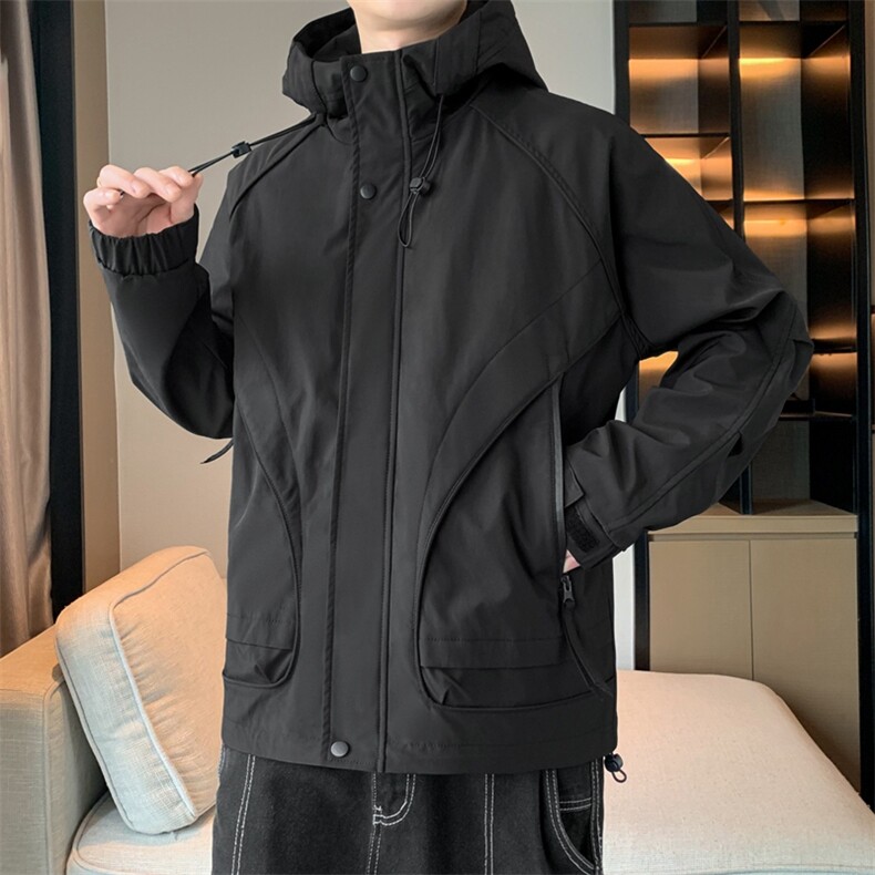 新款连帽冲锋衣宽松大码休闲夹克男DSA157B-J217-P65,男装夹克,电商A157B