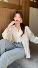 新款上新2025蓝色立体花朵刺绣防晒外套女85076-208A-P170-K255，女装短外套，浙宝208A