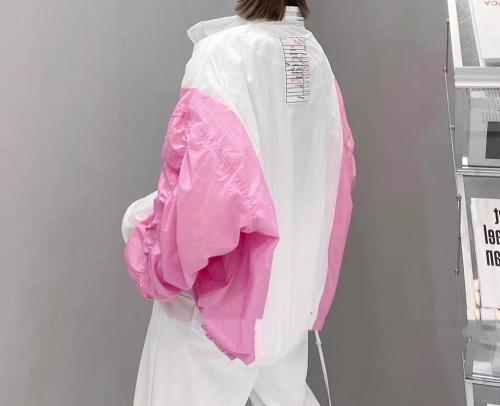 韩版2021夏季时尚休闲字母长?拉链棒球服开衫防晒外套,女装,L·H·X