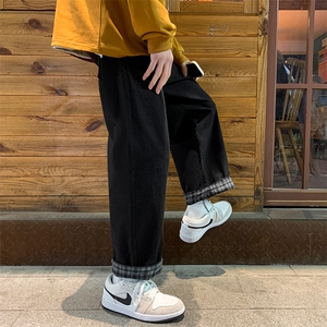 K501-P45 夏新款格子休闲裤男士大码宽松直筒裤子时尚港风 控58图片