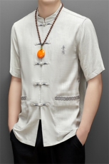 DR2102钱塘2020-2夏季薄款男士唐装套装时尚风两件套P76，男装民族服装，钱塘207-2