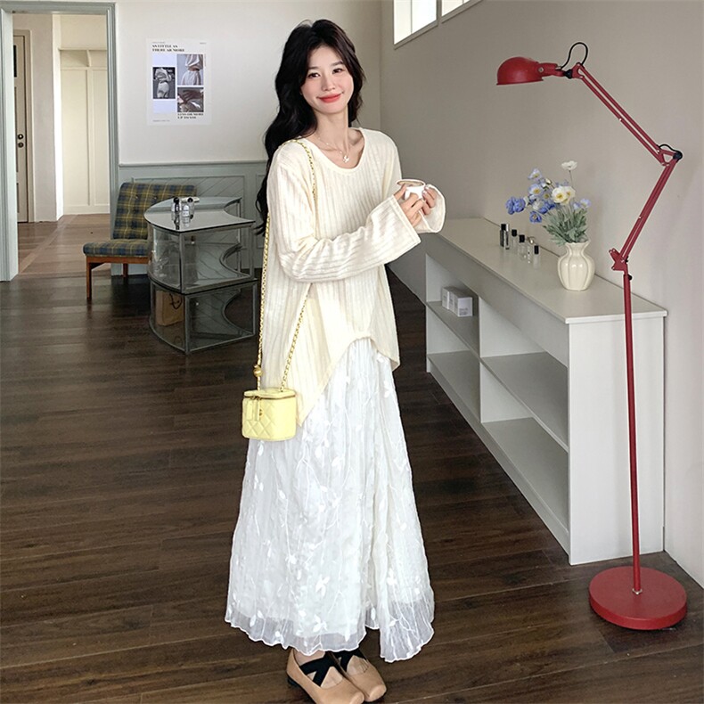 温柔小香风针织衫两件套女春秋2025新款高级感独特绝美半身裙套装,女装套装/套裙,维壹