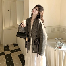26春装新款松弛感灰色飘带外套9013P175K288，女装短外套，2C236